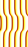 space-time plot of trapped Bloch fronts at 2:1 resonance in the 2D Oregonator model